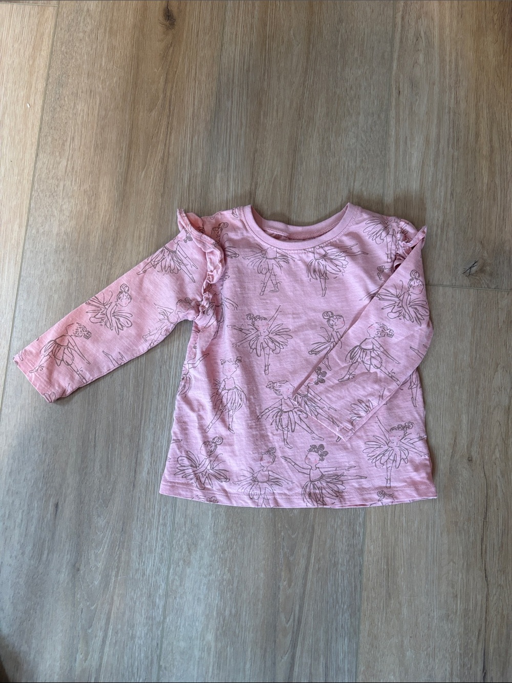 next Pink Long-Sleeve Ruffle Shoulder Ballerina Tee
